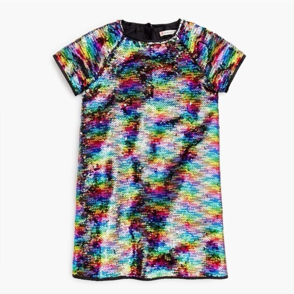NWT J. Crew Girls Reversible Sequin Dress in Rainbow Size 14